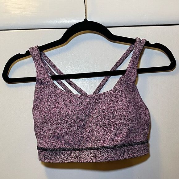 LULULEMON Energy Bra Parfait Pink Black Women’s Size 6 Style W2AW6S - Picture 1 of 3